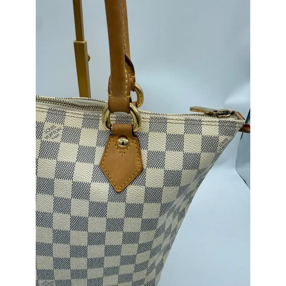 Louis Vuitton Saleya PM Damier Azur Canvas Tote Bag Handbag Purse